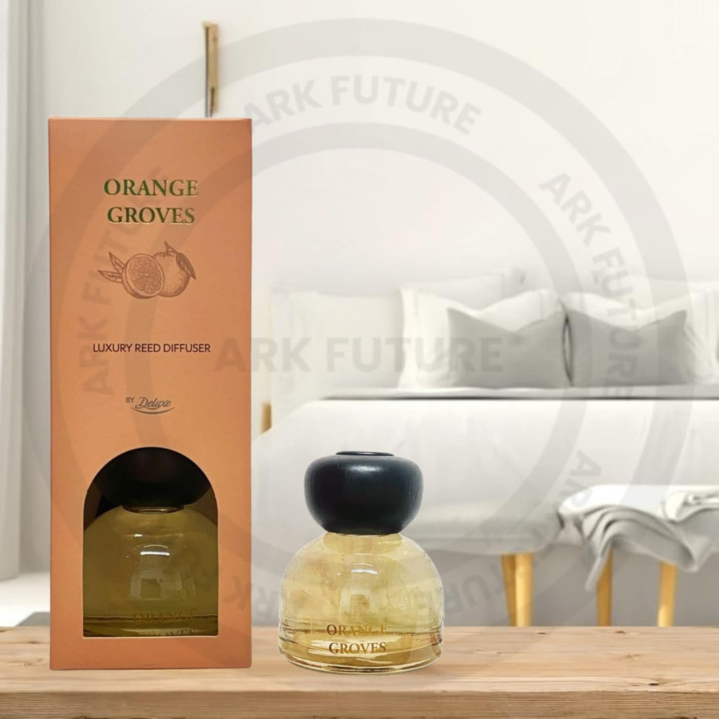 ark future By Deluxe Orange Groves Reed Diffuser – Refreshing Citrus & Woody Aromas, Long-Lasting Fragrance for Home & Office100mL x 2 (Twin Pack)