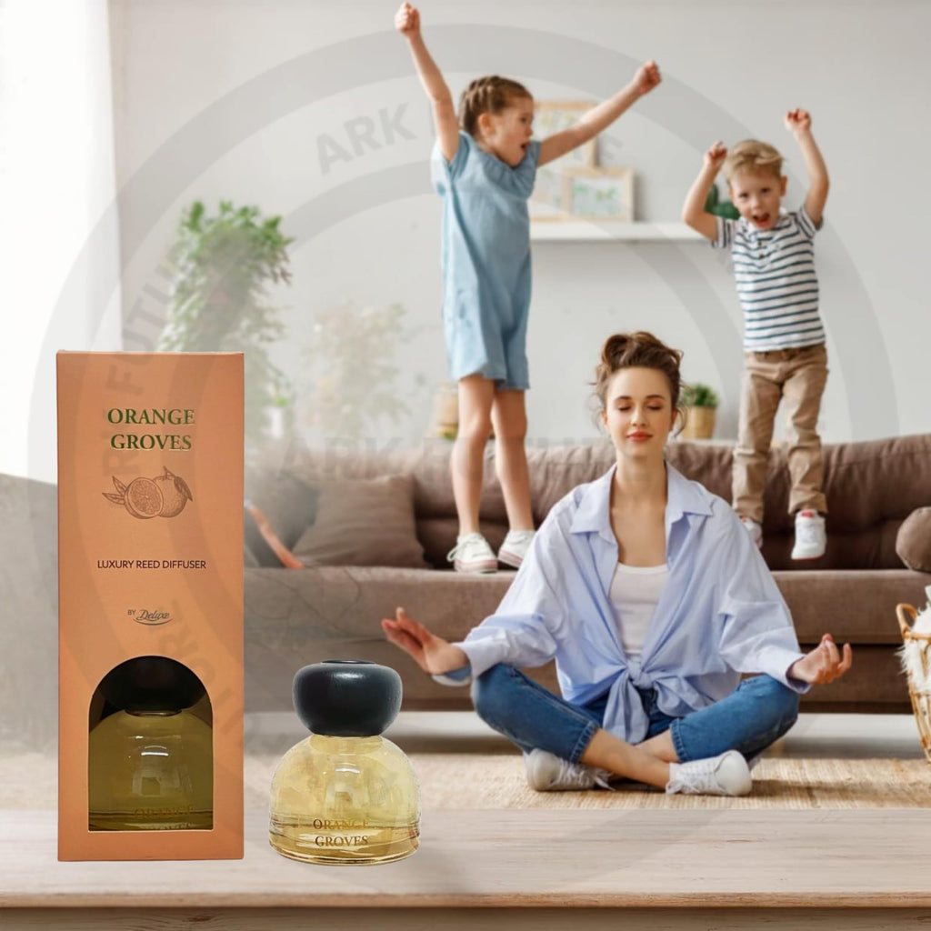 ark future By Deluxe Orange Groves Reed Diffuser – Refreshing Citrus & Woody Aromas, Long-Lasting Fragrance for Home & Office100mL x 2 (Twin Pack)