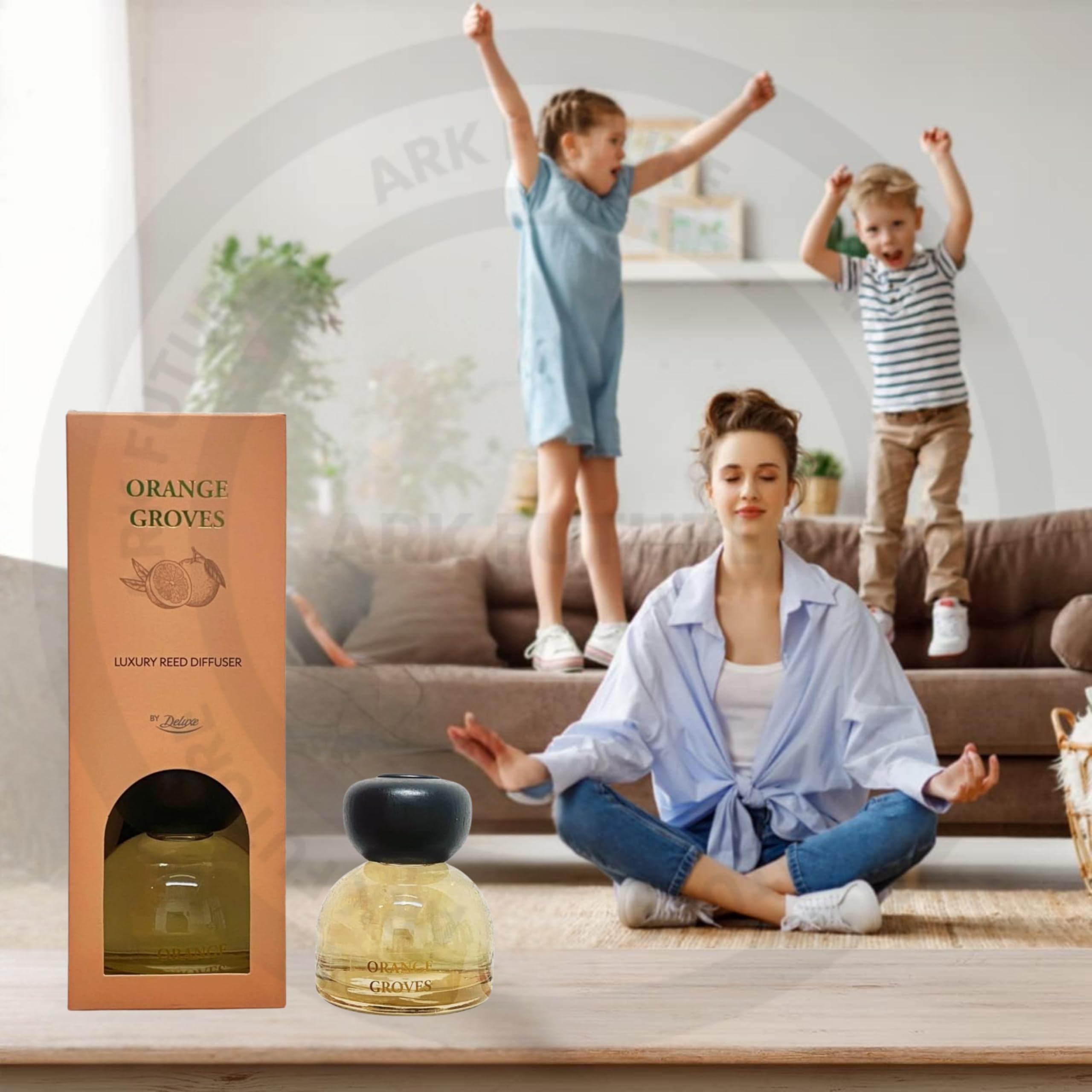 ark future By Deluxe Orange Groves Reed Diffuser – Refreshing Citrus & Woody Aromas, Long-Lasting Fragrance for Home & Office100mL x 2 (Twin Pack)