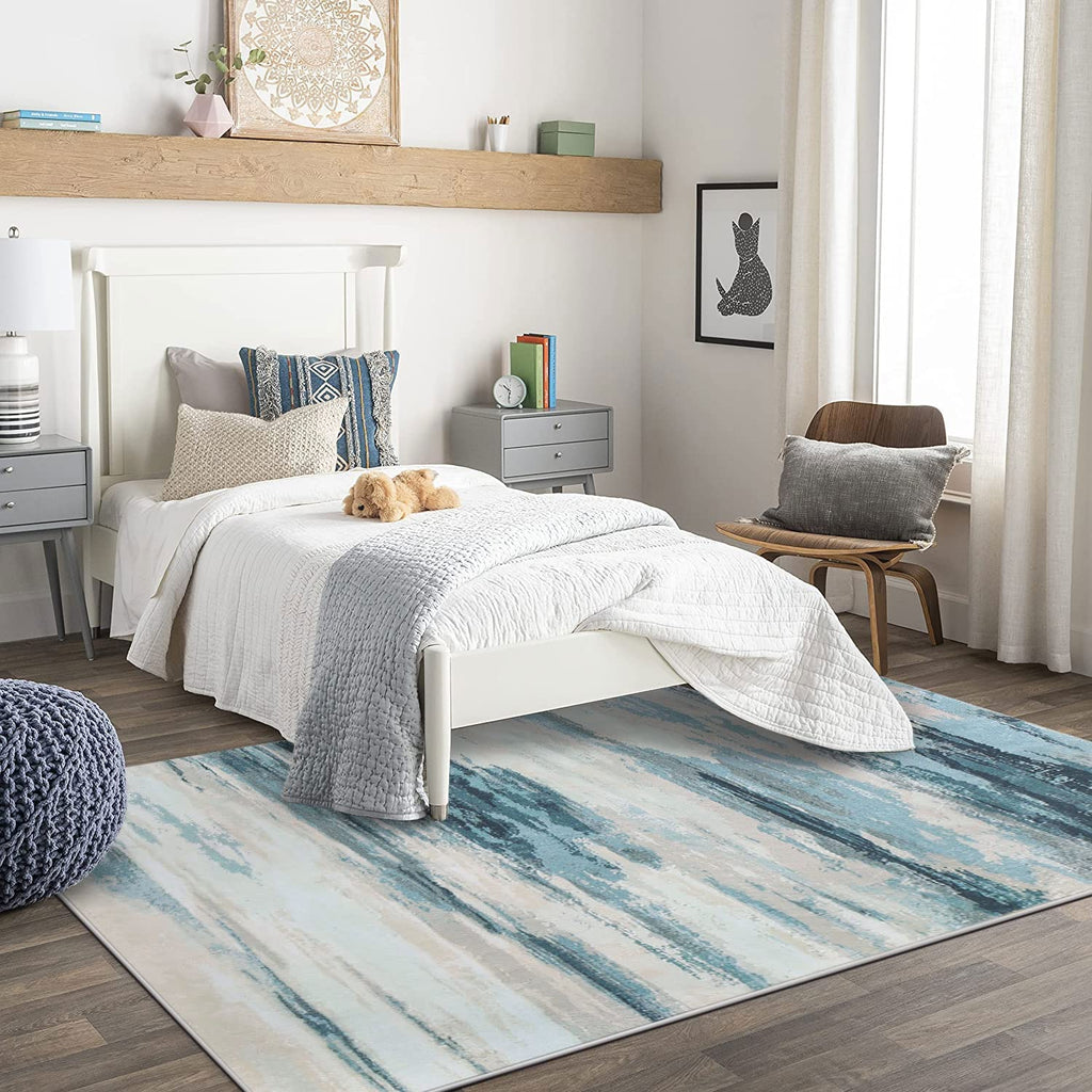 Tinyboy-hbq Rugs Living Room Modern Abstract Rug Soft Short Pile Area Rugs for Bedroom Dining Room Large Living Room Rug Carpet Non Slip Striped