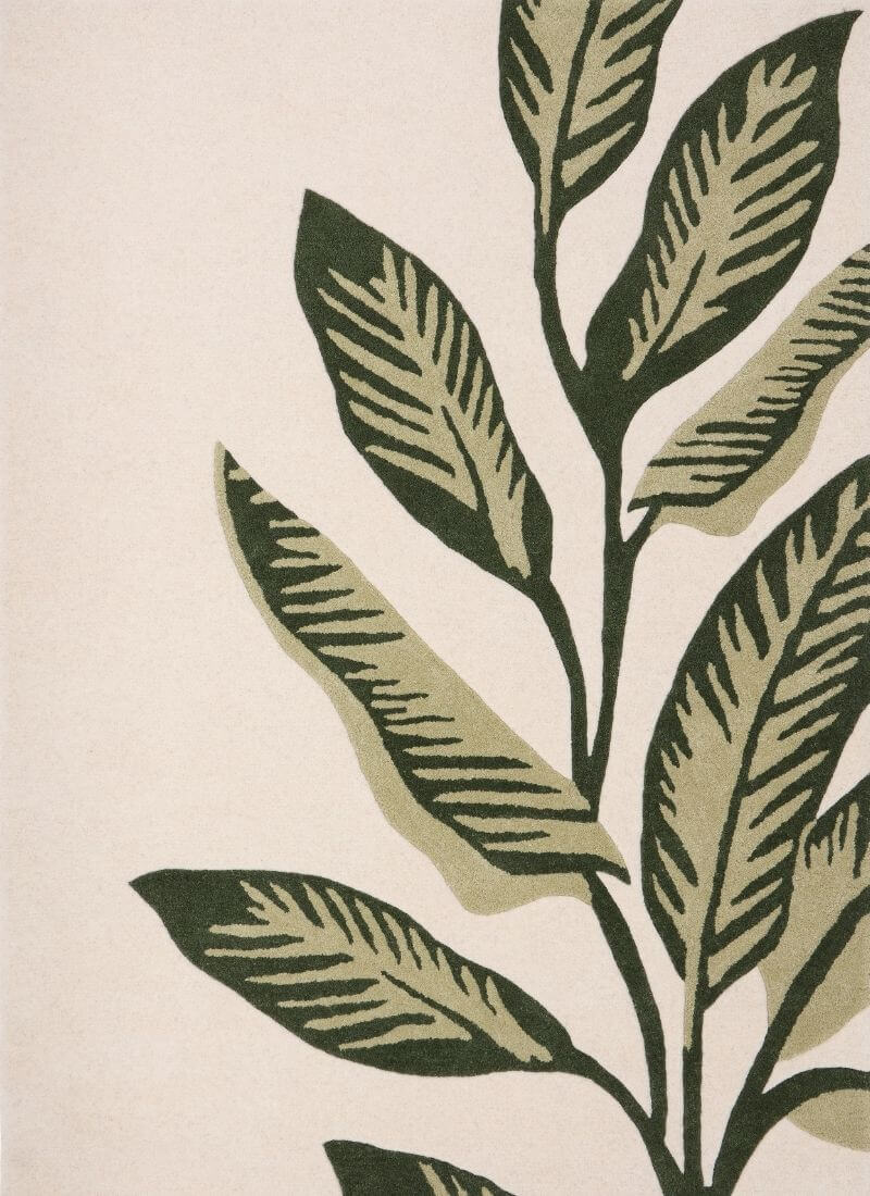 Paradise Leaf Hand-Tufted Wool Rug – Cream/Green