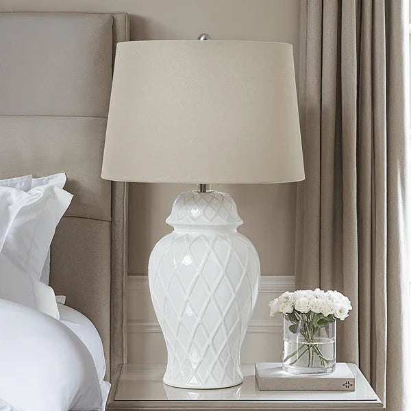 White Ceramic Ginger Jar Lamp